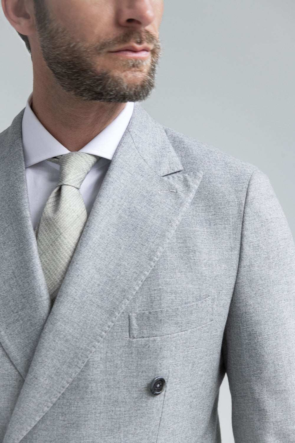 Grey wool and cashmere double breasted suit - Made in Italy