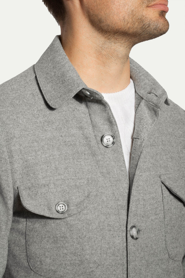 grey safari jacket, grey flannel safari jacket, flannel safari jacket, saharienne flanelle, saharienne grise flanelle, saharienne hiver, veste safari hiver, veste safari gris, veste safari grise, veste safari flanelle