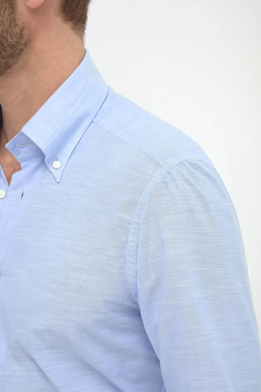 camicia button-down in bamboo azzurro "Collezione Sartoriale" - Made In Italy