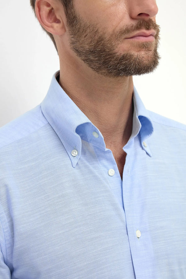 Light blue bamboo button-down shirt "Sartoriale collection" - Made In Italy