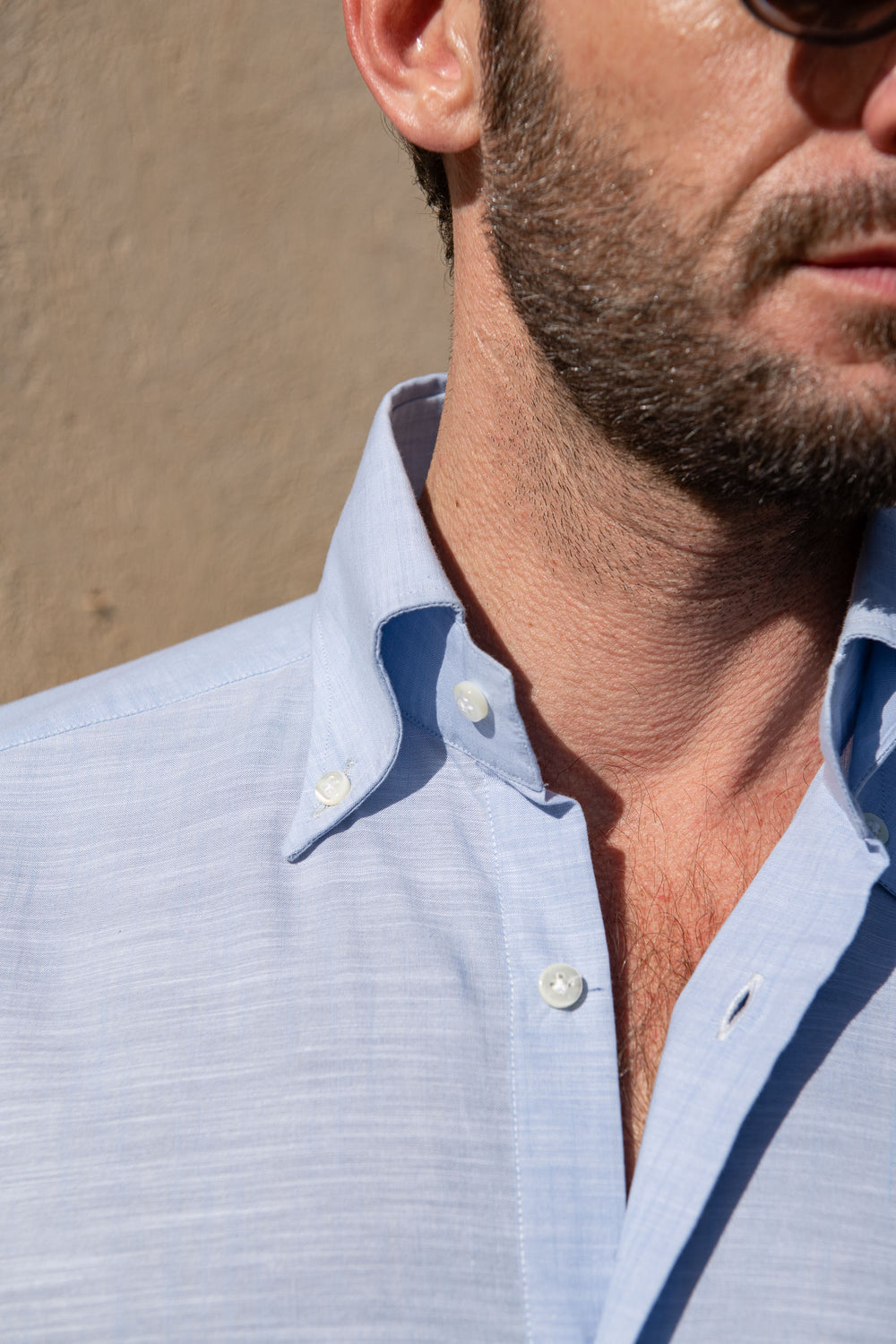 camicia button-down in bamboo azzurro "Collezione Sartoriale" - Made In Italy