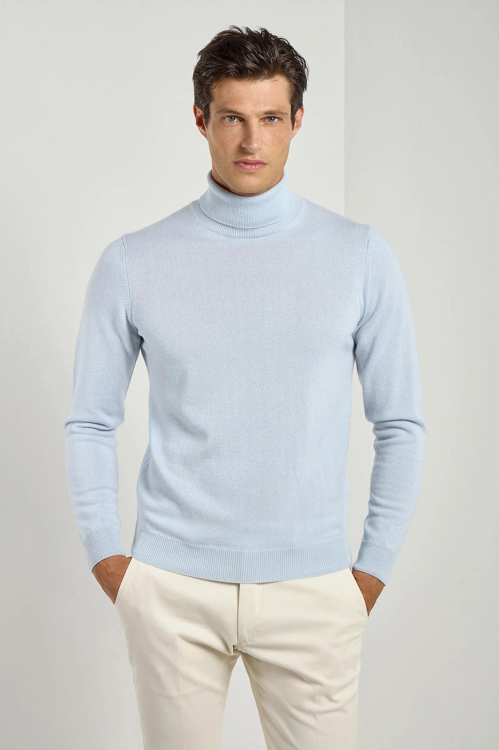 Light blue cashmere turtleneck Made in italy