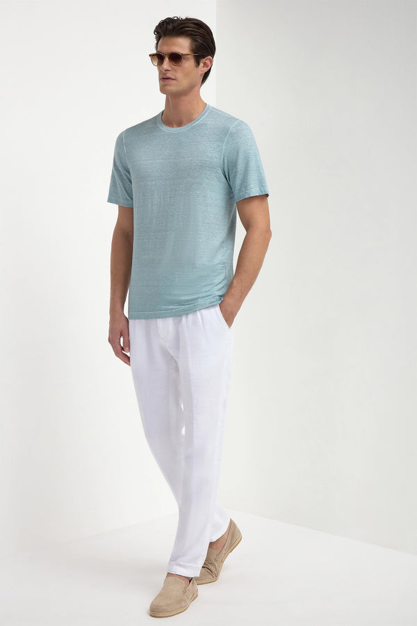 Light blue linen t-shirt - Made in Italy