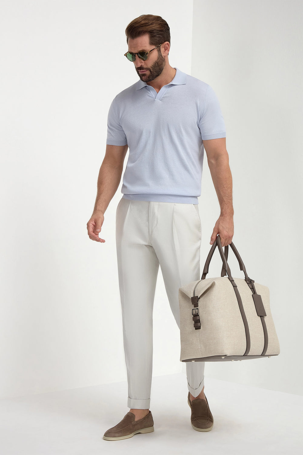 Light Blue Polo, men's light blue short-sleeve polo shirt, elegant breathable polo, refined casual wear, lightweight and comfortable, polo bleu clair pour hommes, polo respirant et raffiné, polo estival élégant, polo azzurro, maglia traspirante e sofisticata, abbigliamento casual di classe.