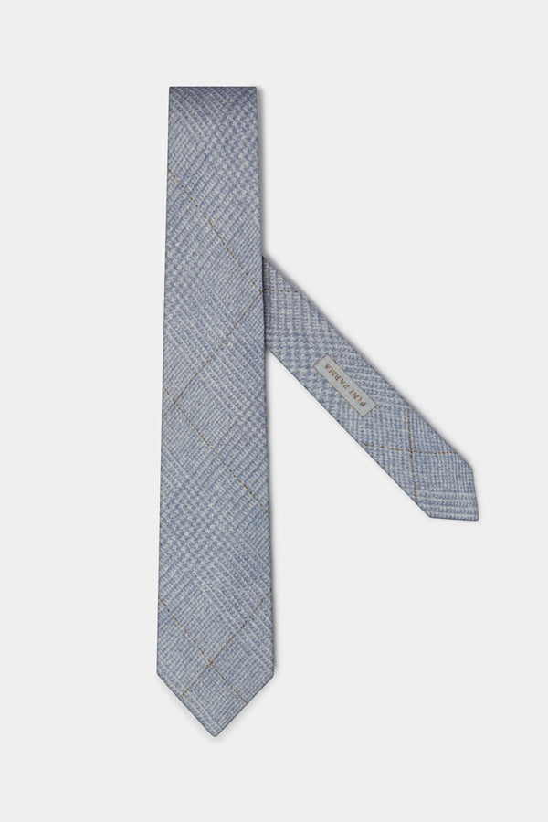 Light blue Prince of Wales tie - Made In Italy