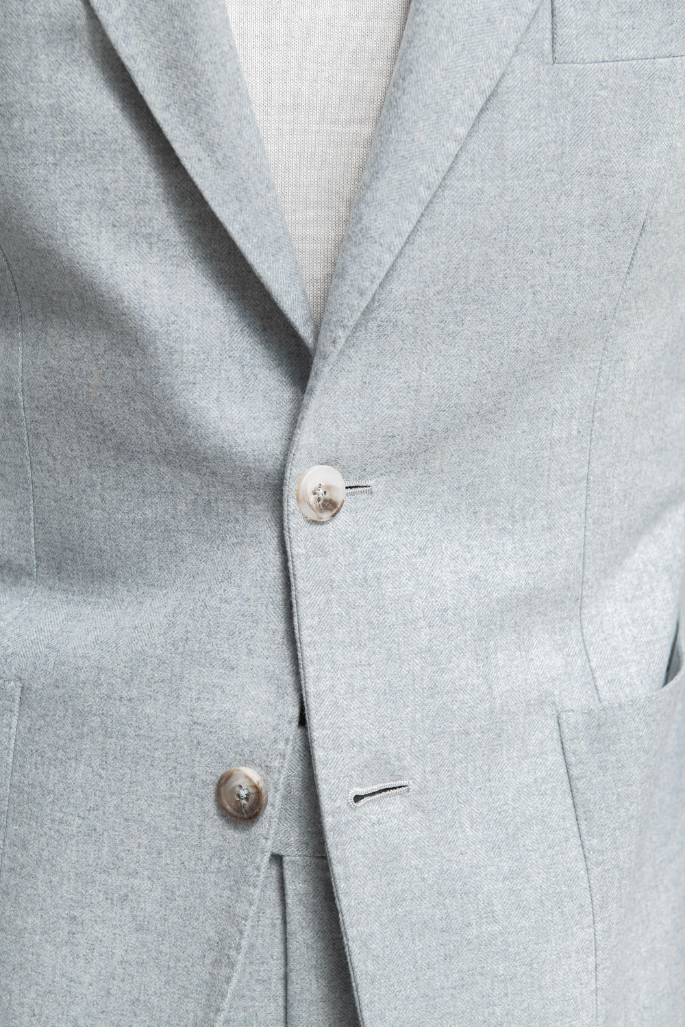 Light blue herringbone wool and cashmere suit – Made in Italy