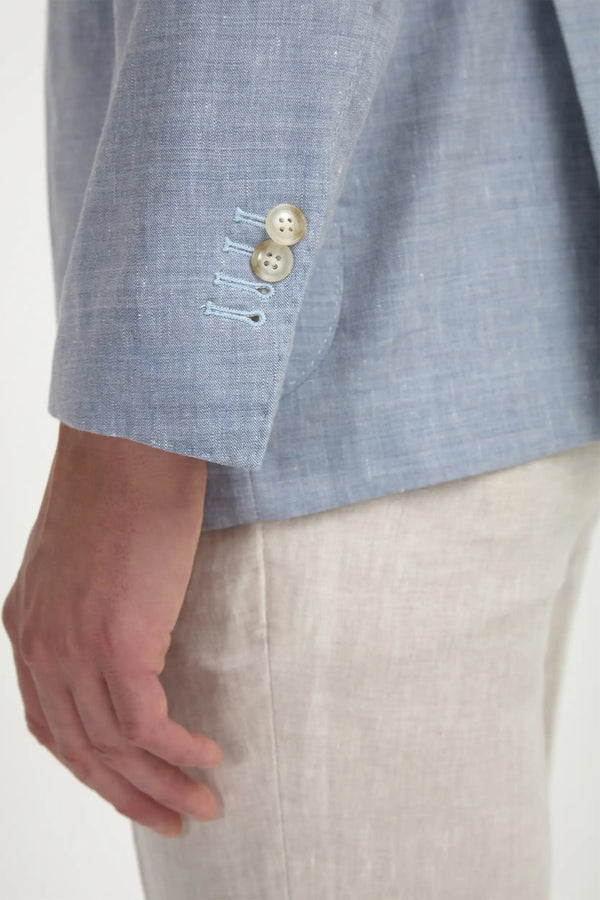 Light blue wool and linen jacket - Made in Italy