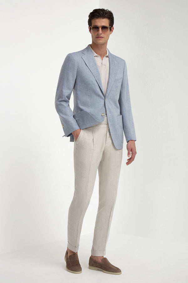 Light blue wool and linen jacket - Made in Italy