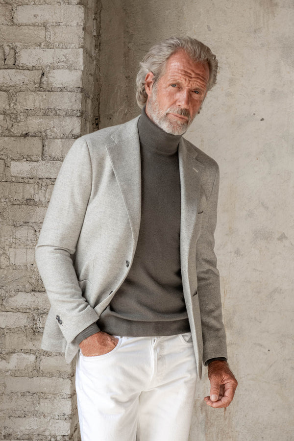 Light grey herringbone jacket - Made in Italy