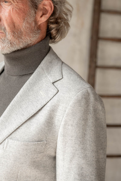 Light grey herringbone jacket - Made in Italy