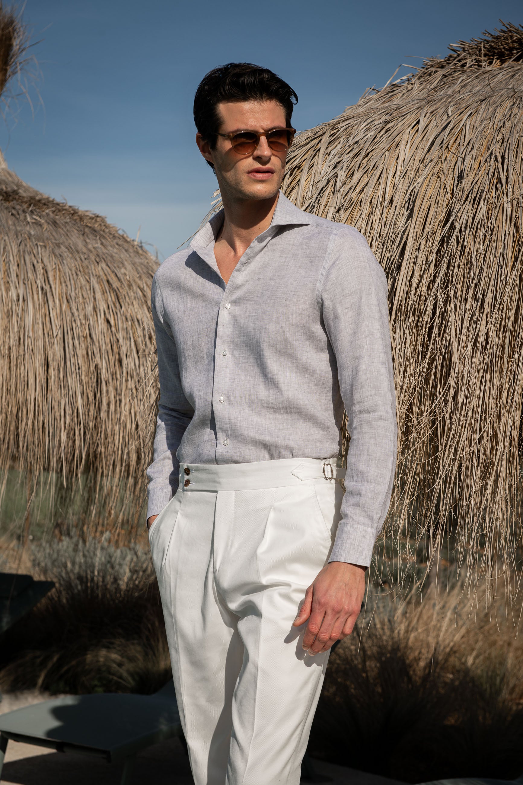 Light grey linen shirt - Made in Italy