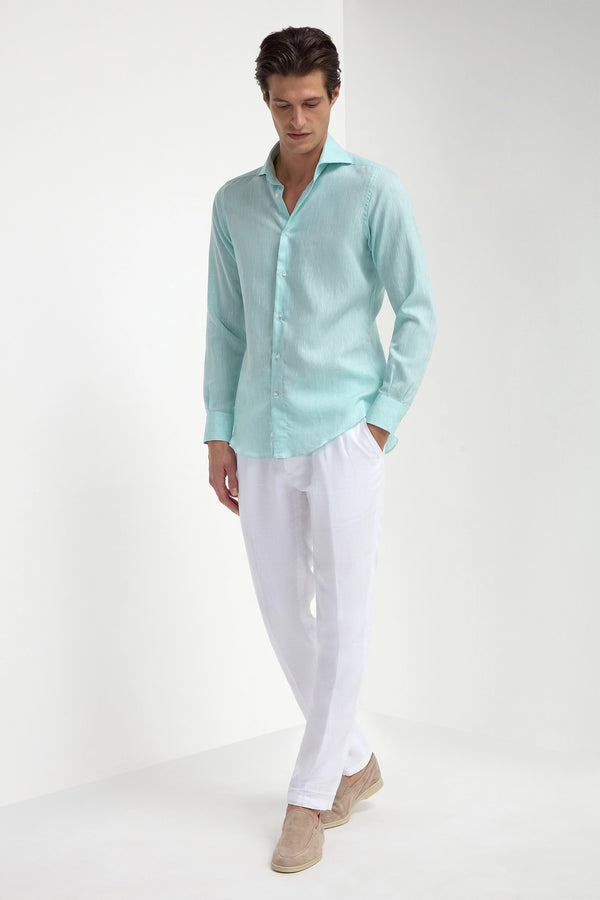 Mint linen shirt, Italian mint linen shirt, handcrafted Italian shirts, luxury linen shirts made in Italy, elegant men’s summer shirt, premium Italian linen shirt, classic mint lightweight shirt, chemise en lin vert menthe, chemise italienne en lin menthe, chemise élégante fabriquée en Italie, chemise de luxe en lin fabriquée en Italie, chemise d’été menthe pour homme, chemise légère en lin premium, camicia in lino color menta, camicia italiana in lino menta, camicia elegante in lino italiano, camicia menta