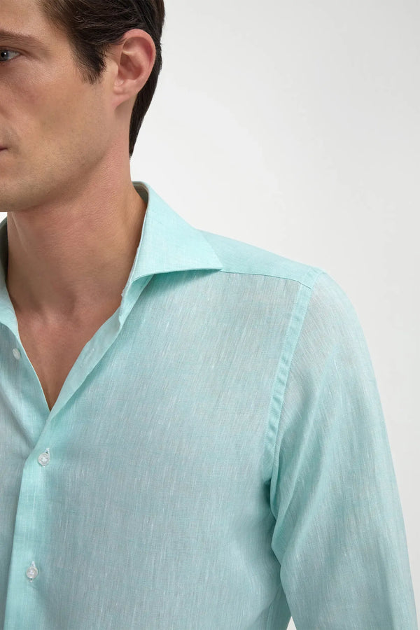 Mint linen shirt, Italian mint linen shirt, handcrafted Italian shirts, luxury linen shirts made in Italy, elegant men’s summer shirt, premium Italian linen shirt, classic mint lightweight shirt, chemise en lin vert menthe, chemise italienne en lin menthe, chemise élégante fabriquée en Italie, chemise de luxe en lin fabriquée en Italie, chemise d’été menthe pour homme, chemise légère en lin premium, camicia in lino color menta, camicia italiana in lino menta, camicia elegante in lino italiano, camicia menta