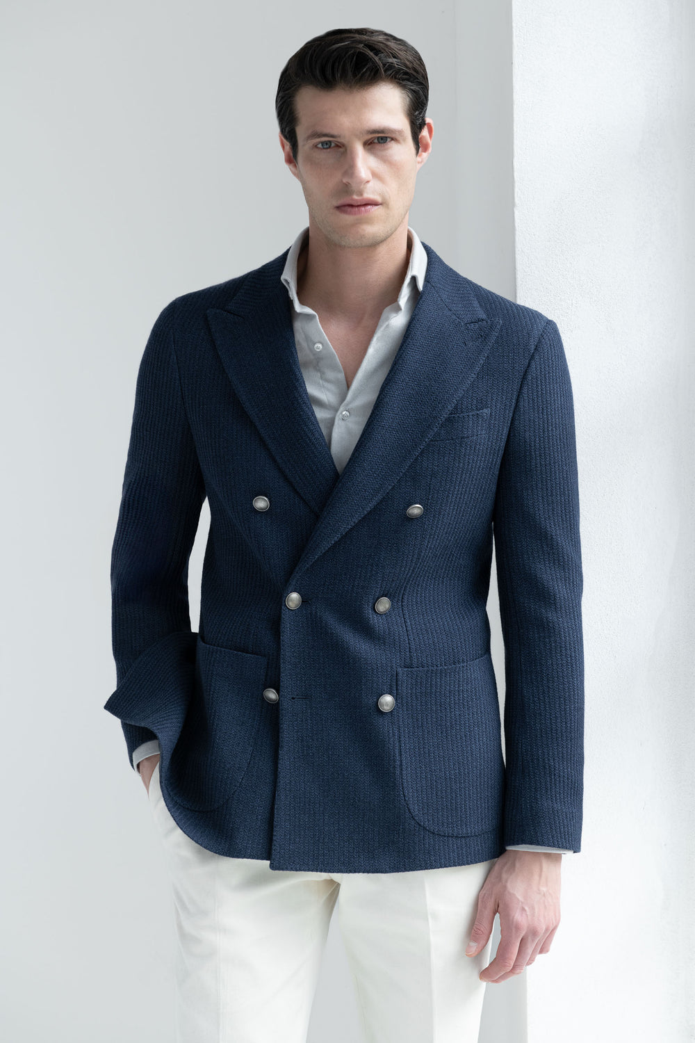 Navy double breasted jacket - Made in Italy