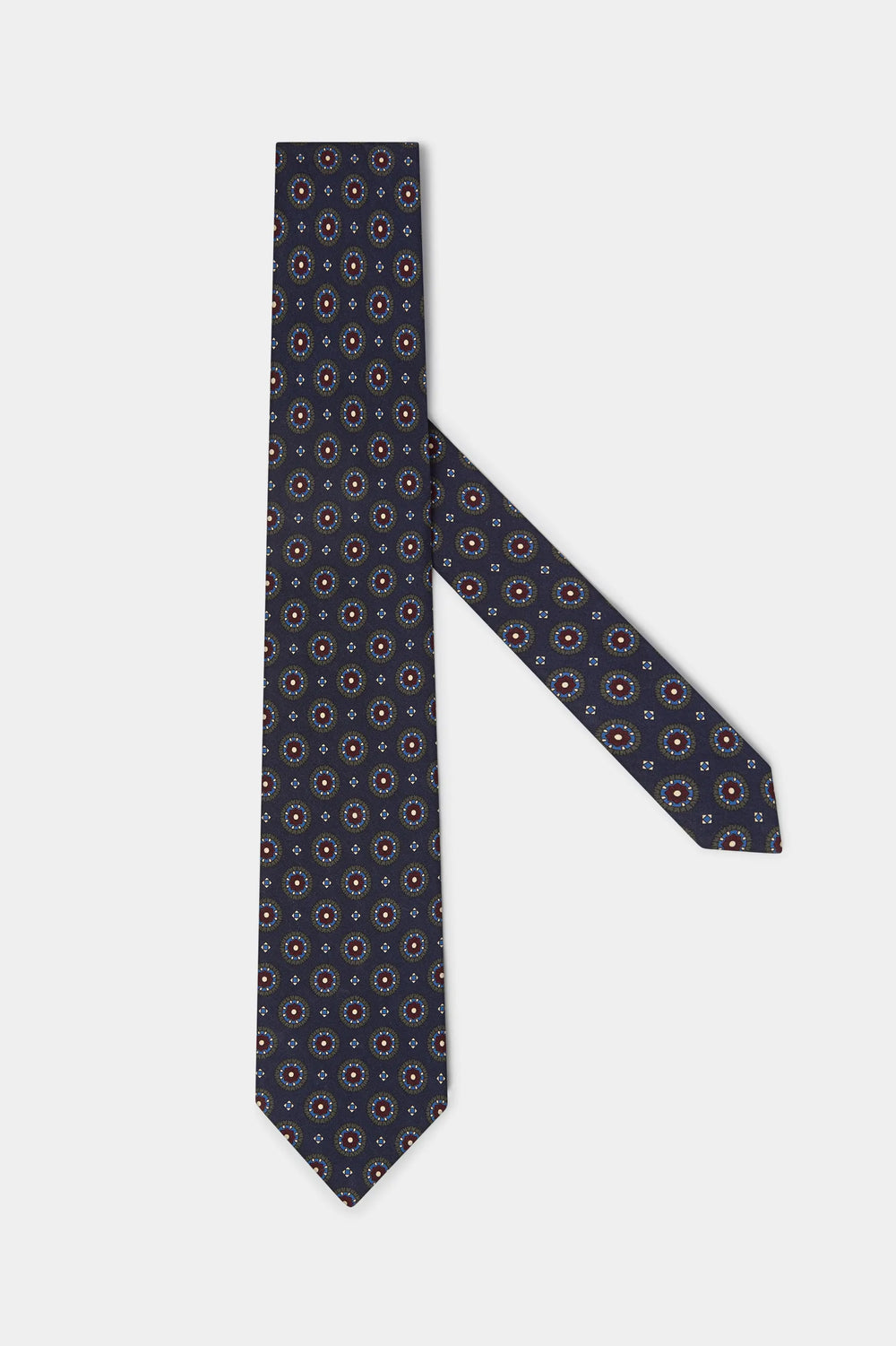 Navy fancy silk tie - Made In Italy