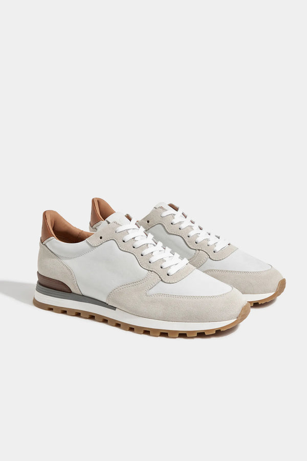 Baskets en nubuck et daim Blanc cassé cassé - Made In Italy