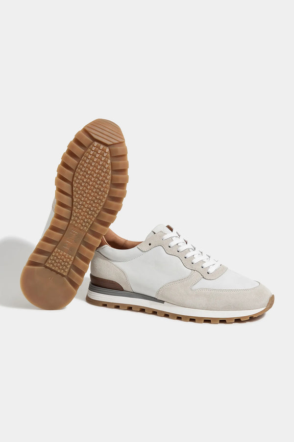 Baskets en nubuck et daim Blanc cassé cassé - Made In Italy