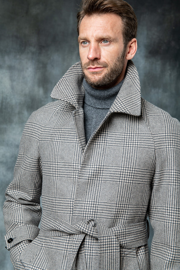 Manteau raglan Prince de Galles marron – Made in Italy