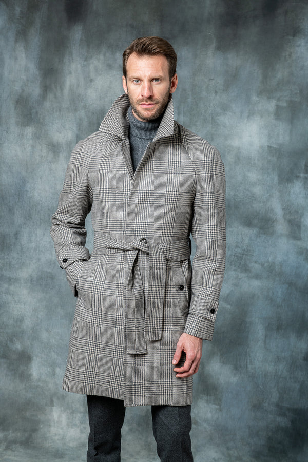 Manteau raglan Prince de Galles marron – Made in Italy