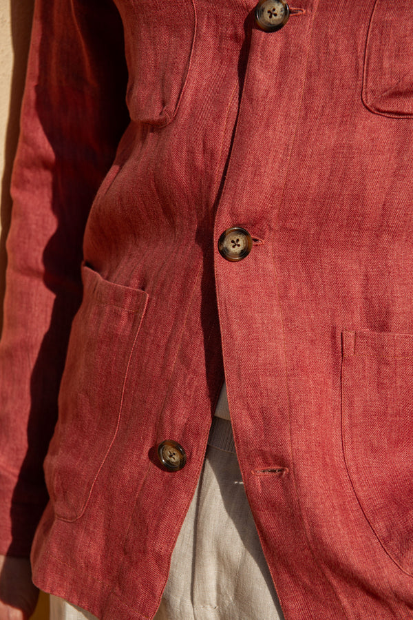  Red Herringbone Linen Jacket, Red Linen Jacket, Linen Casual Red summer jacket, Linen summer red jacket, Giacca di lino rossa a spiga, giacca di lino rossa, giacca estiva casual di lino rossa, giacca estiva di lino rossa, Veste en lin à chevrons rouges, veste en lin rouge, veste d'été décontractée en lin rouge, veste d'été en lin rouge, 