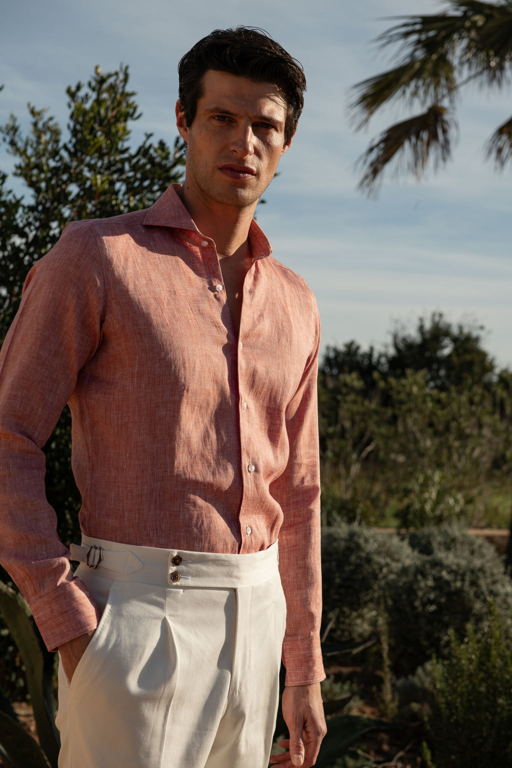 Red linen shirt - Made in Italy