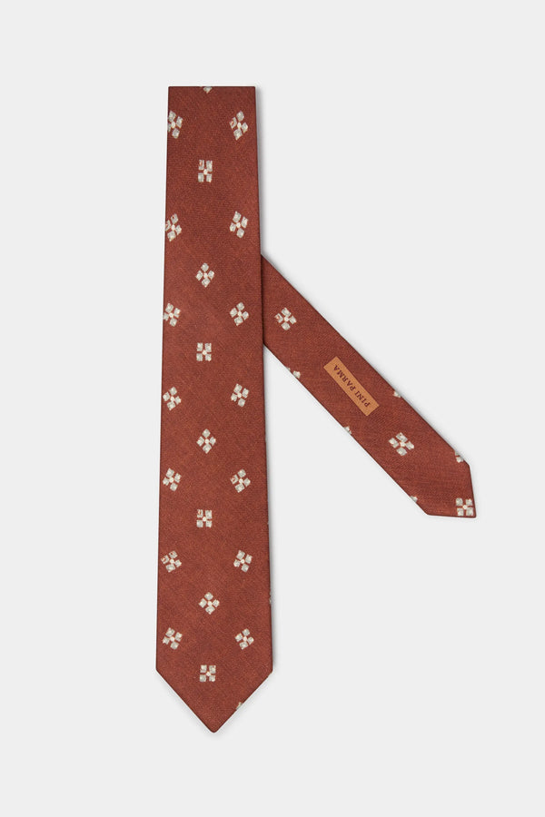 Rusty fancy silk tie - Made In Italy