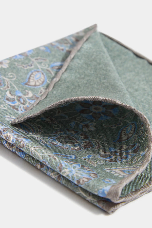 Sage flower fancy pocket square - Made in Italy