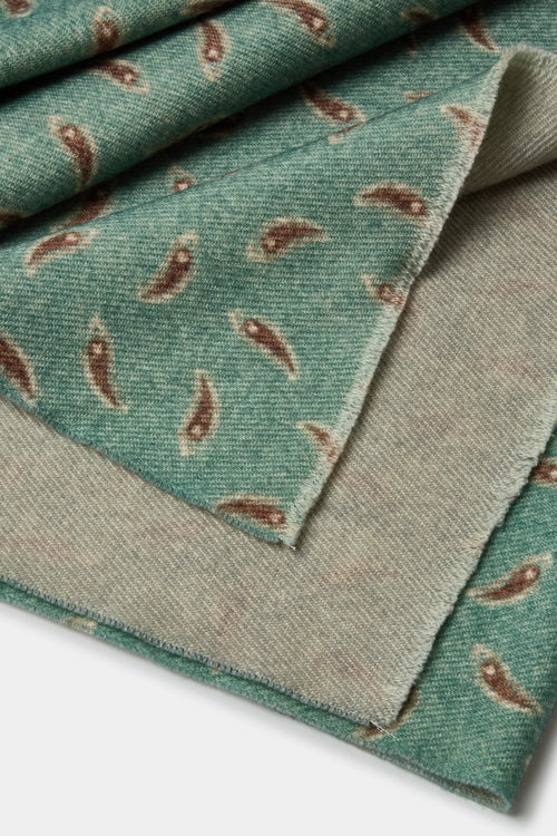 Sage paisley reversible scarf - Made in Italy