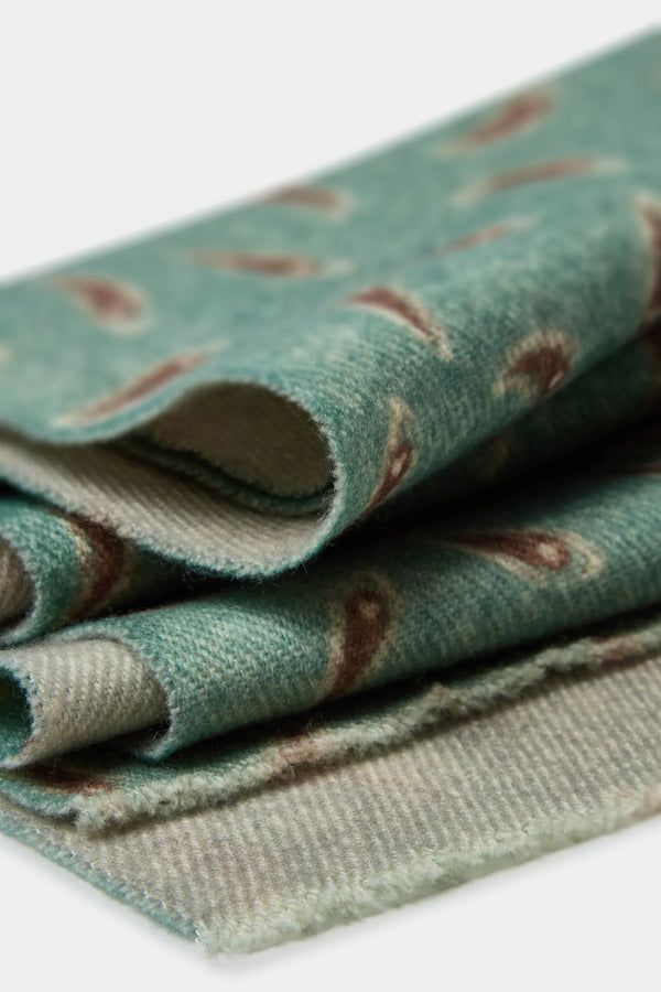 Sage paisley reversible scarf - Made in Italy