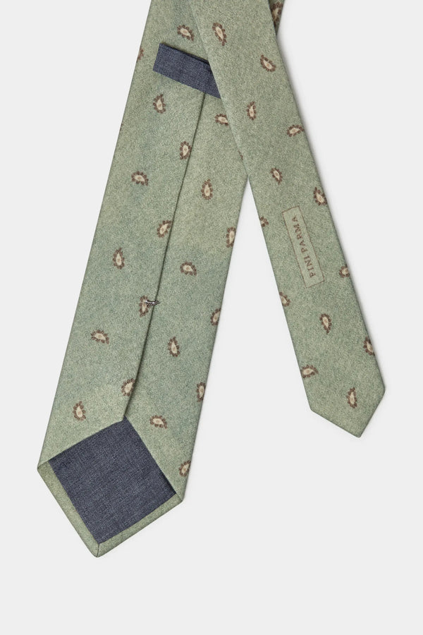 Sage paisley tie - Made In Italy