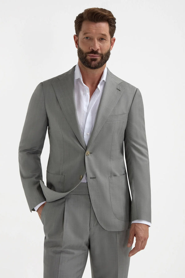 Sage solaro wool and silk suit - Made in Italy