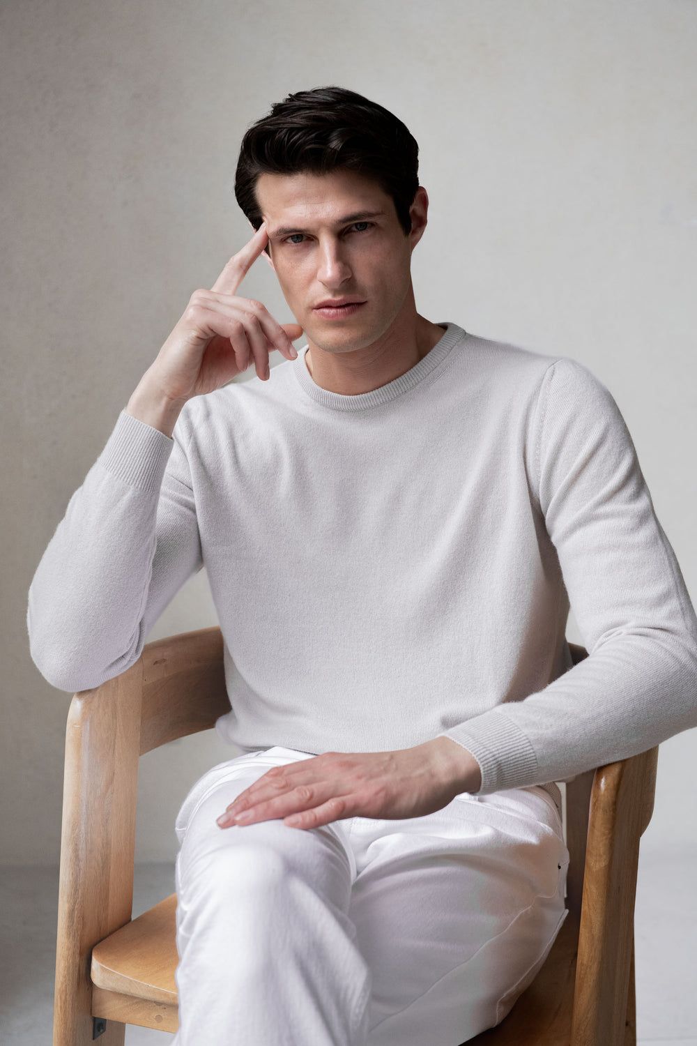 Sand cashmere round neck – Made in italy