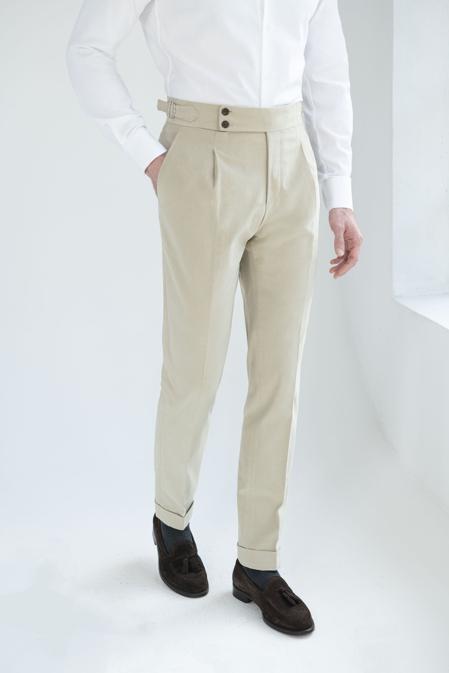 Pantalon en coton sable Soragna - Made in Italy