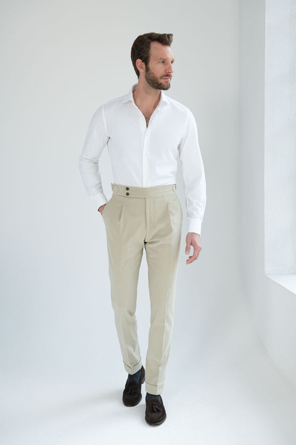 Pantalon en coton sable Soragna - Made in Italy