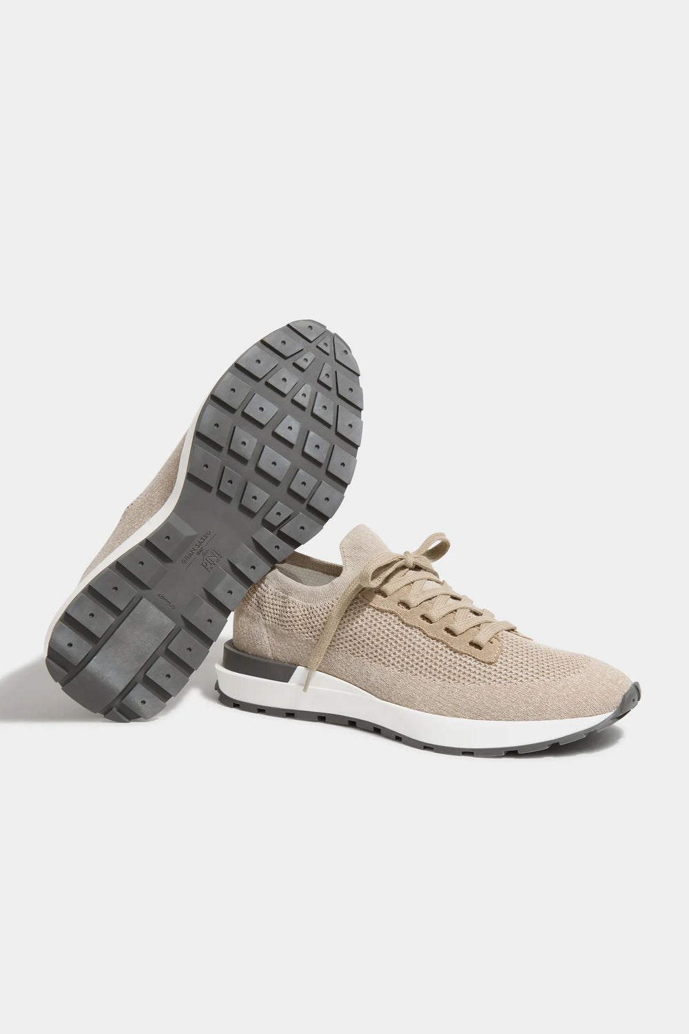 Sand knitted sneakers - Made In Italy