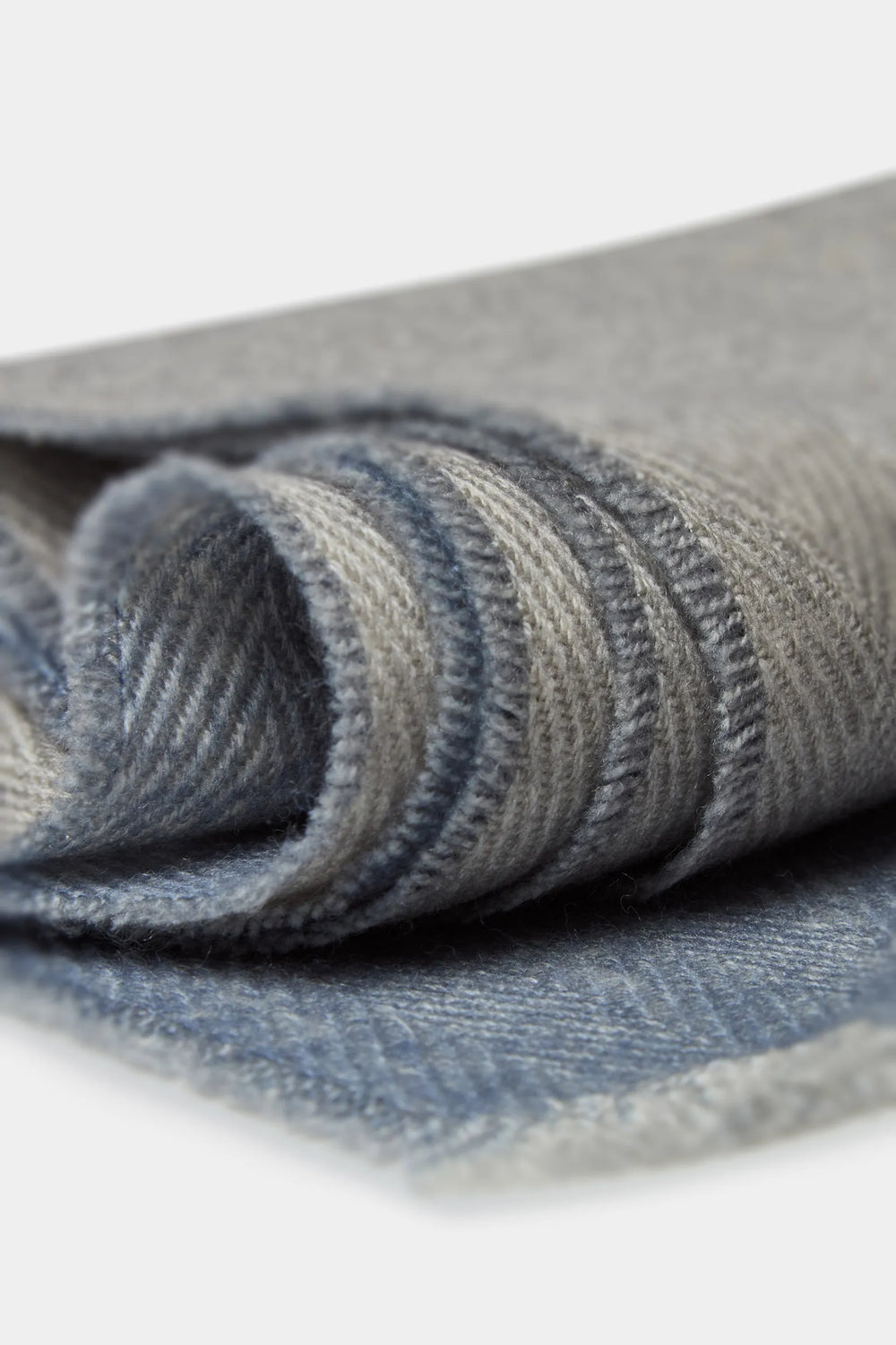 Sand and light blue reversible herringbone scarf - Made in Italy