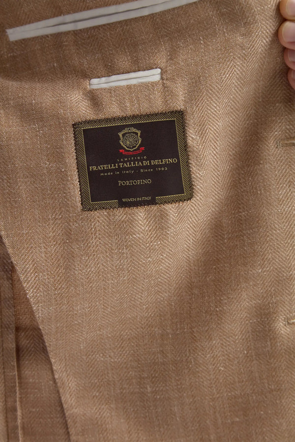 Sandstone herringbone jacket - Made in Italy