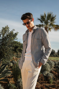 Linen herringbone Jacket, Light Grey Linen Jacket, Casual summer jacket, linen summer grey jacket, Veste en lin à chevrons, veste en lin gris clair, veste d'été décontractée, veste grise d'été en lin, Giacca in lino a spiga, giacca in lino grigio chiaro, giacca estiva casual, giacca estiva in lino grigio