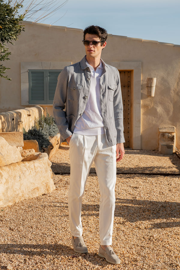 Linen herringbone Jacket, Light Grey Linen Jacket, Casual summer jacket, linen summer grey jacket, Veste en lin à chevrons, veste en lin gris clair, veste d'été décontractée, veste grise d'été en lin, Giacca in lino a spiga, giacca in lino grigio chiaro, giacca estiva casual, giacca estiva in lino grigio