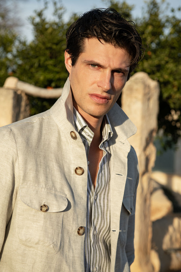 Stone Herringbone Linen Jacket, Stone Linen Jacket, Linen Casual Stone summer jacket, Linen summer Stone jacket, Giacca in lino a spina di pesce Stone, Giacca in lino Stone, Giacca estiva in lino casual Stone, Giacca estiva in lino Stone,