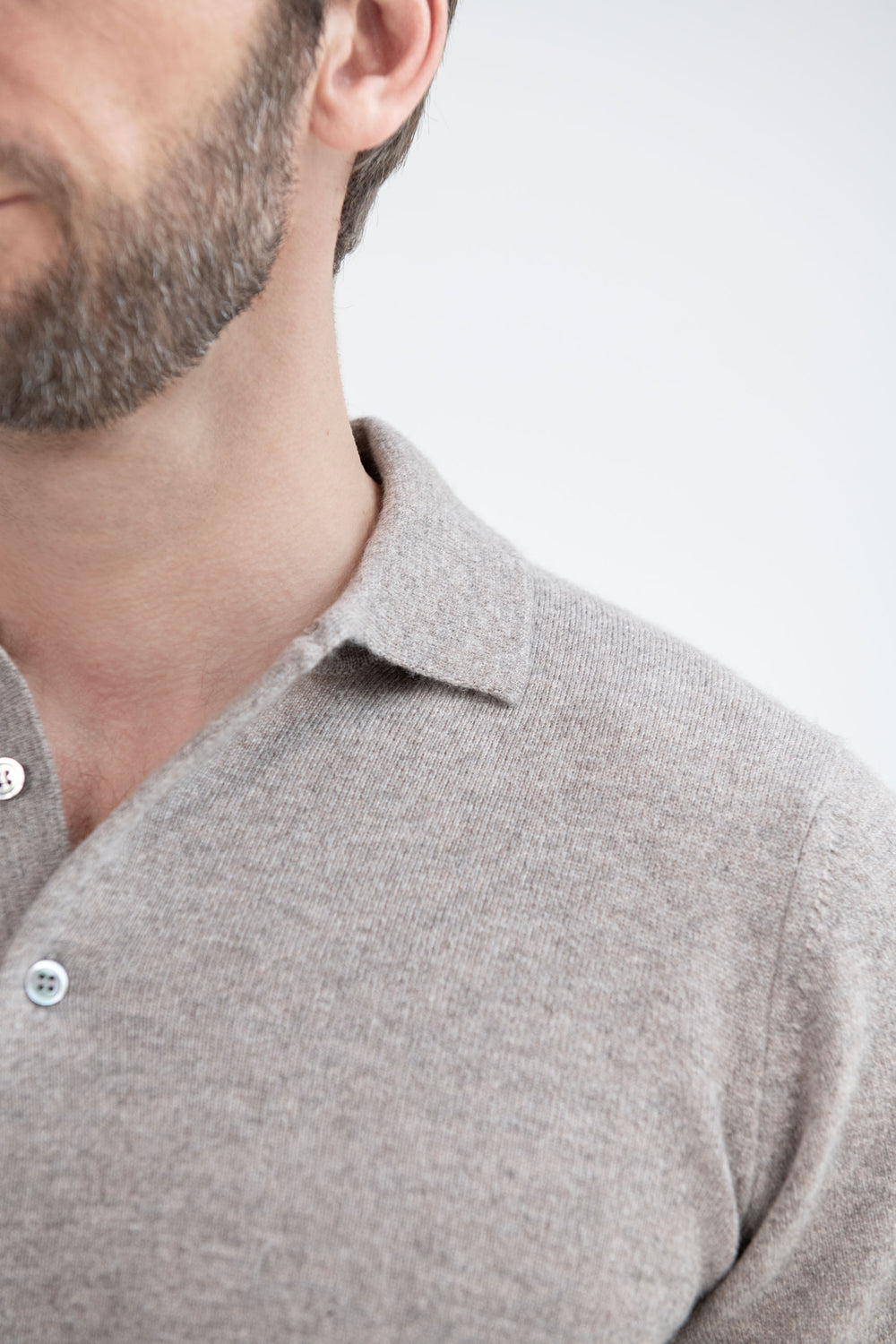 Taupe cashmere polo – Made in Italy