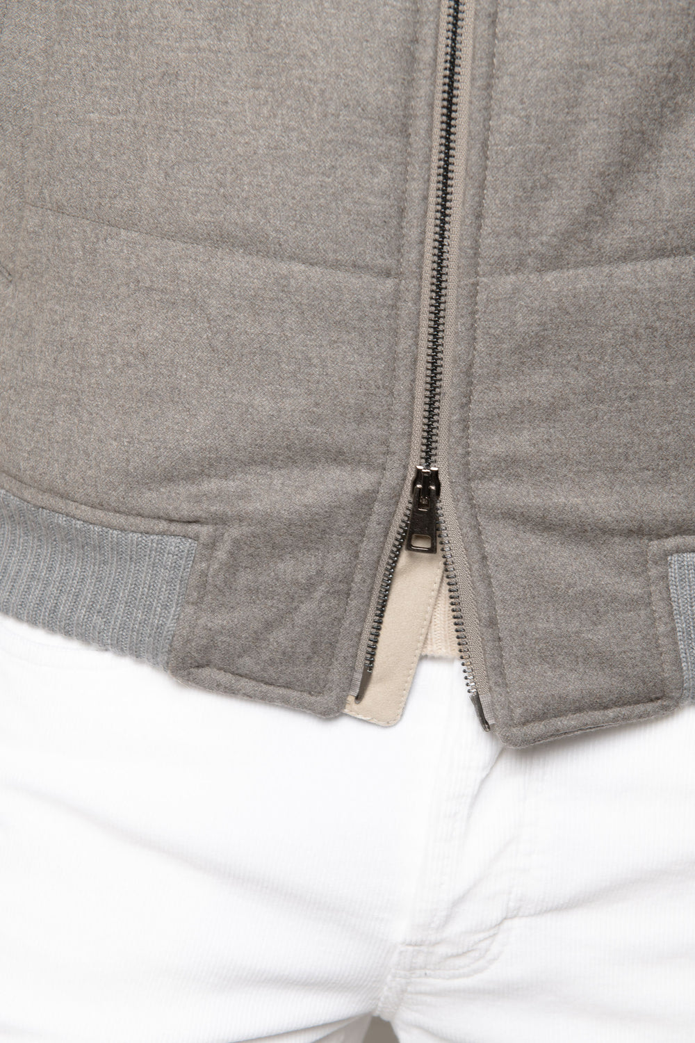 Taupe down vest in Loro Piana wool & cashmere – Made in Italy