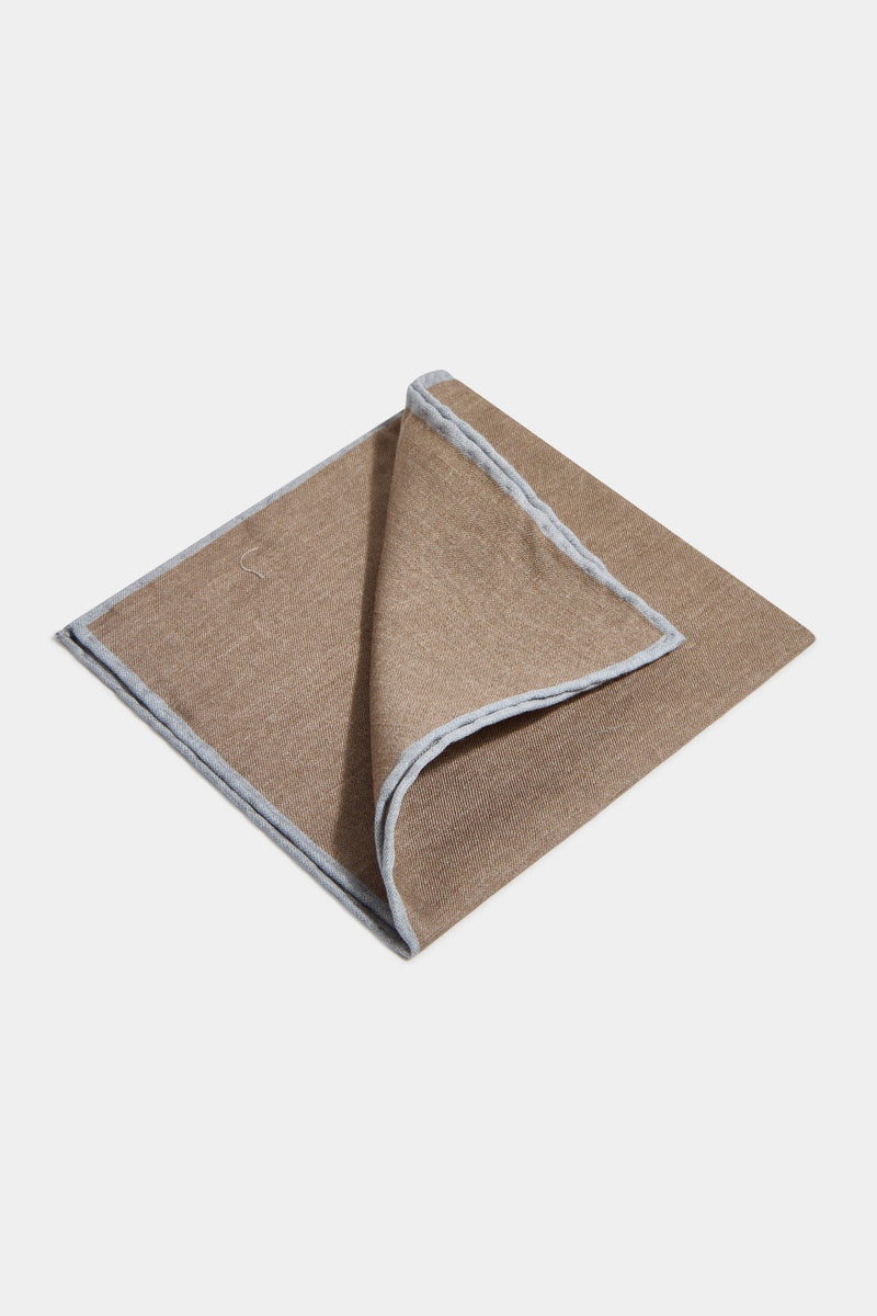 Taupe reversible pocket square  - Made in Italy