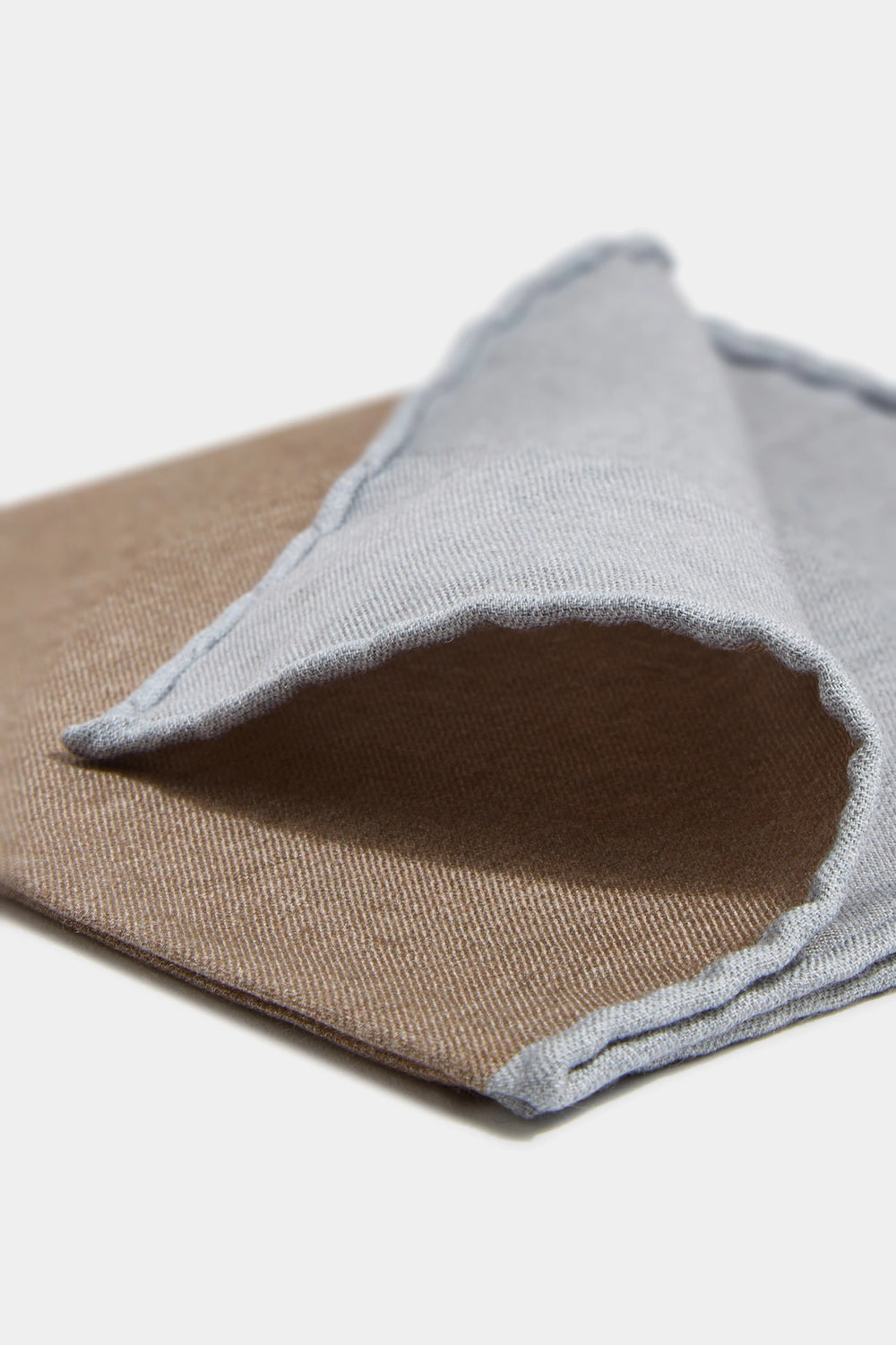 Taupe reversible pocket square  - Made in Italy