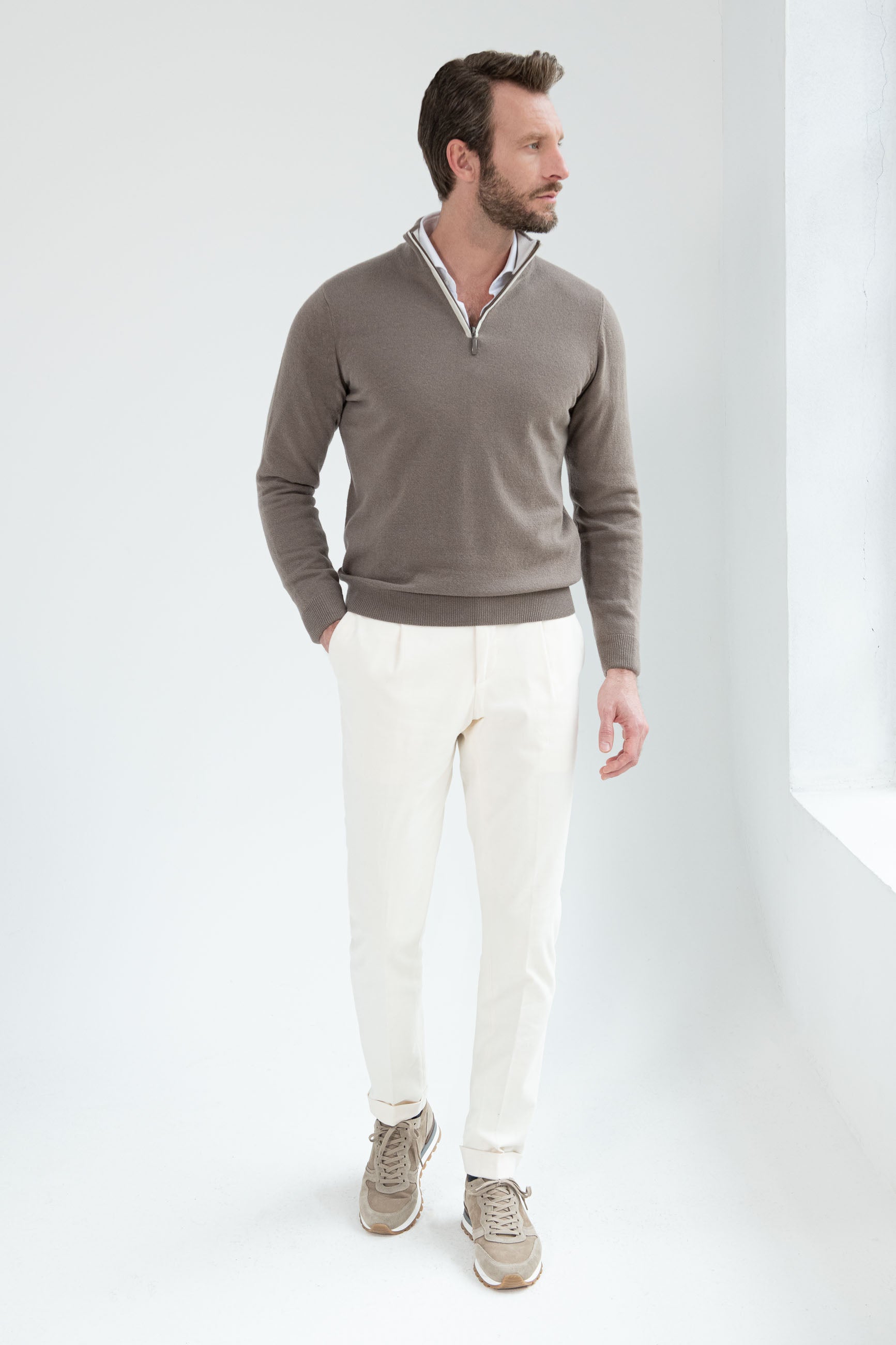 Outlet ENOR Wool and Cashmere Zip Sweater