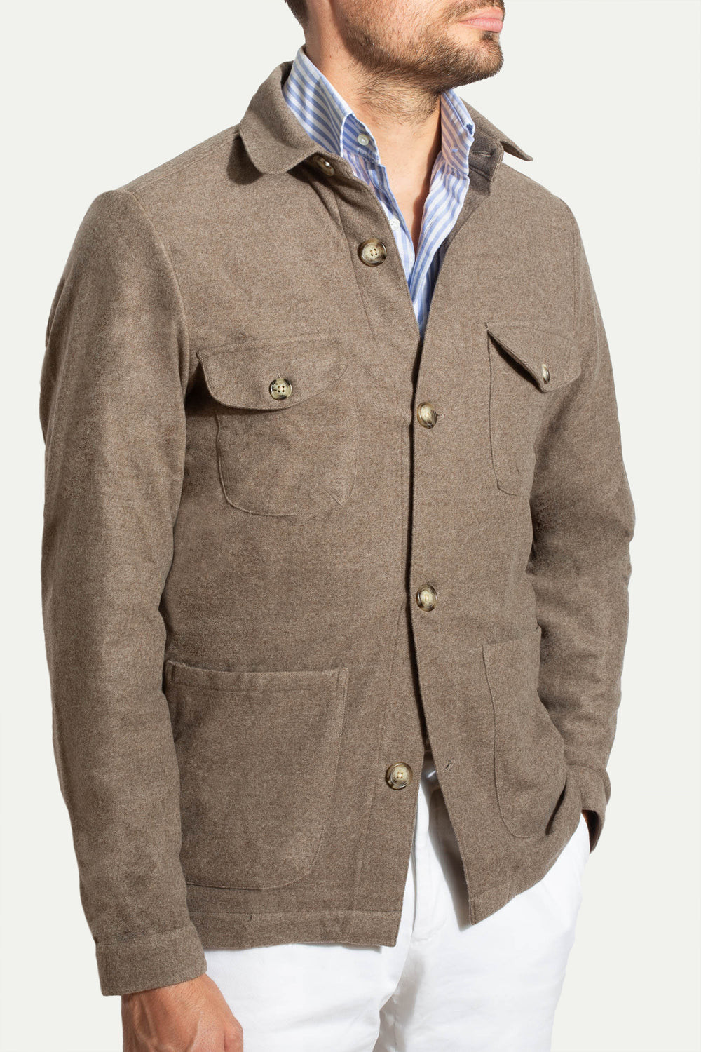 taupe safari jacket, taupe flannel safari jacket, flannel safari jacket, saharienne flanelle, saharienne taupe flanelle, saharienne hiver, veste safari hiver, veste safari taupe, veste safari flanelle