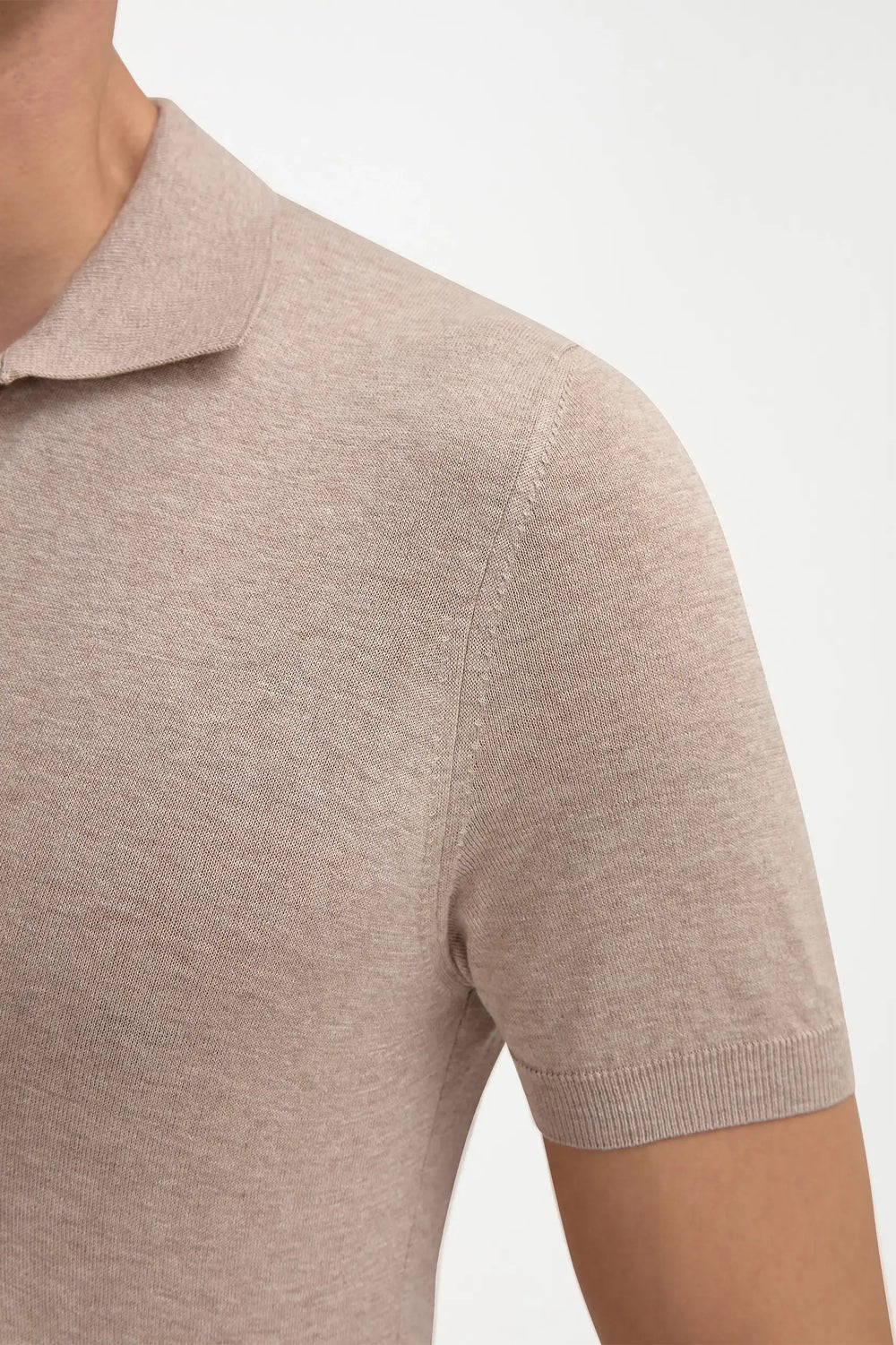 Taupe Polo, men's taupe short-sleeve polo shirt, elegant breathable polo, refined casual wear, lightweight and comfortable, polo taupe pour hommes, polo respirant et raffiné, polo estival élégant, polo color talpa, maglia traspirante e sofisticata, abbigliamento casual di classe.