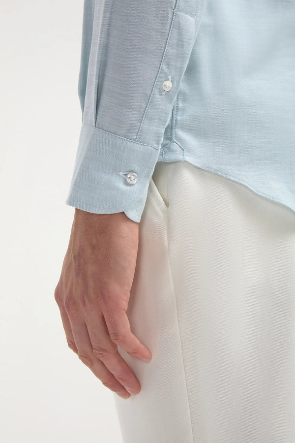 Camicia button down chambray verde acqua - Made in Italy