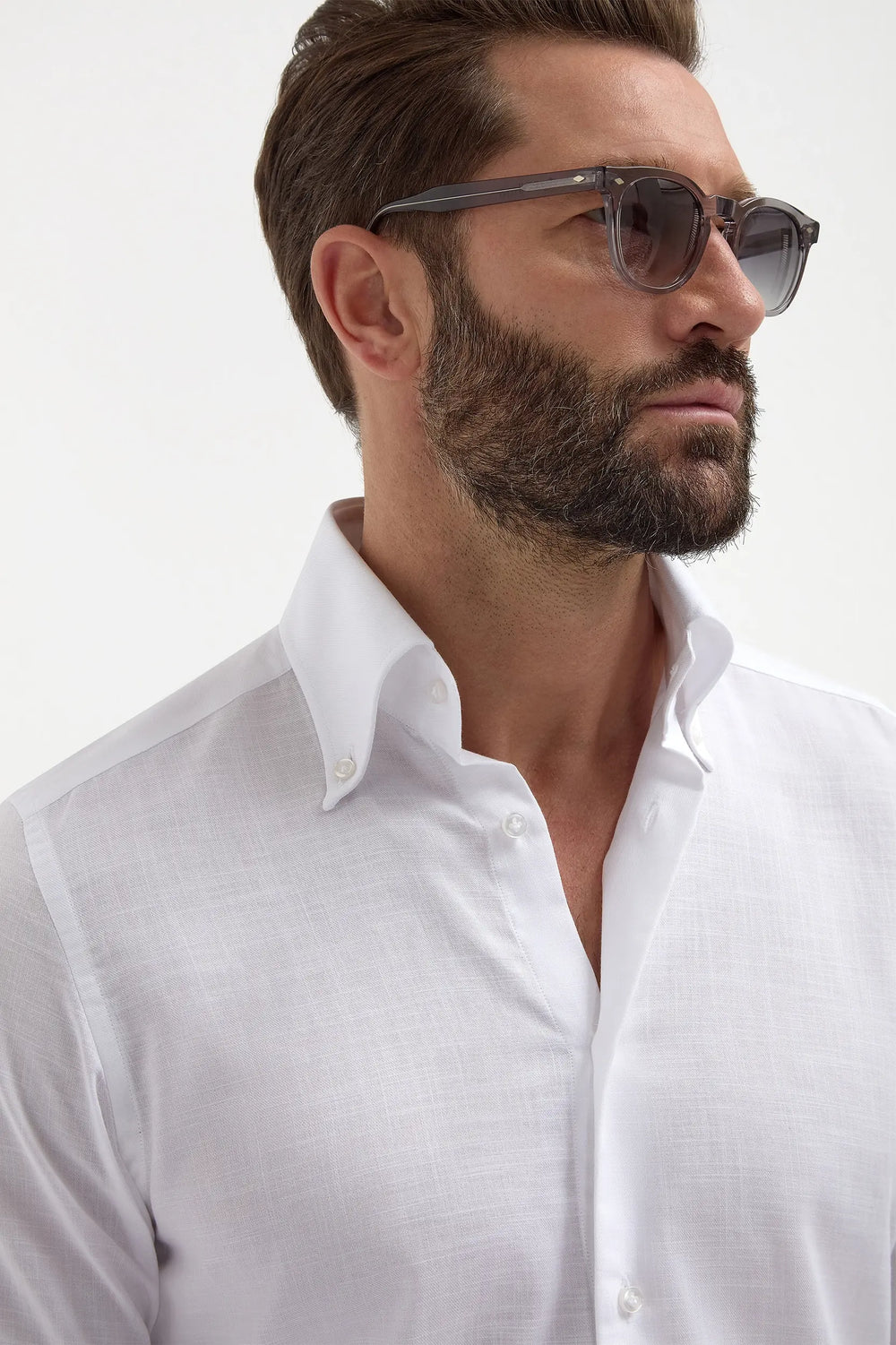 White chambray button down shirt - Made in Italy