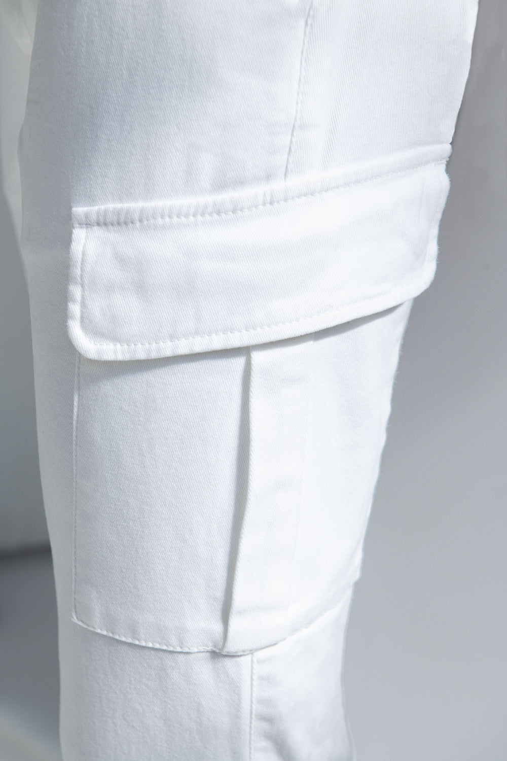 Pantalon cargo en toile stretch Blanc cassé - Made in Italy